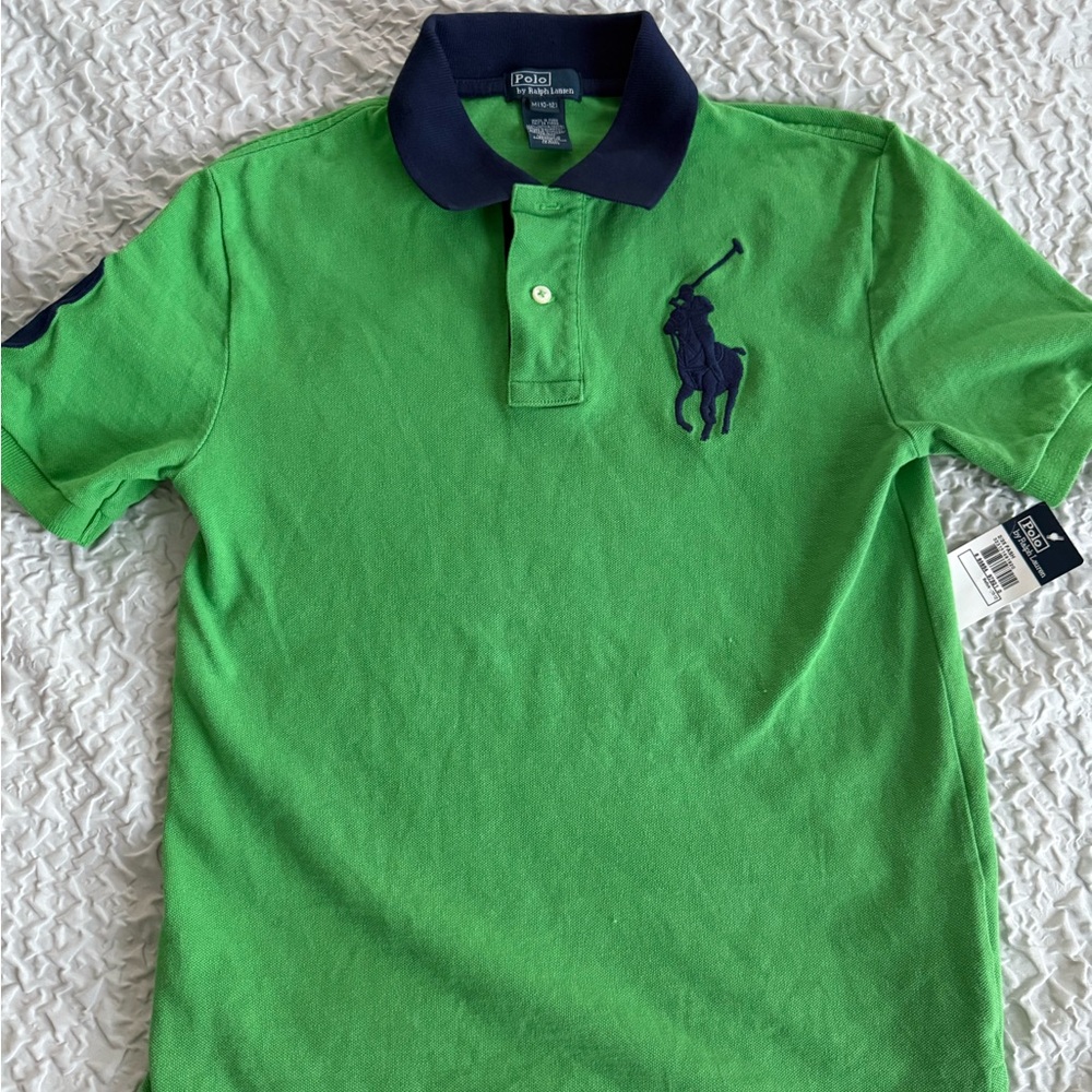 Boys green and navy Polo, size Med (10-12) new with tags